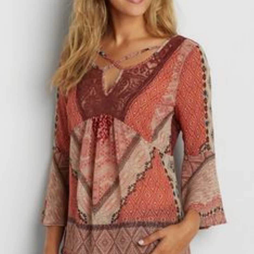 Maurices Crochet Back Boho Top